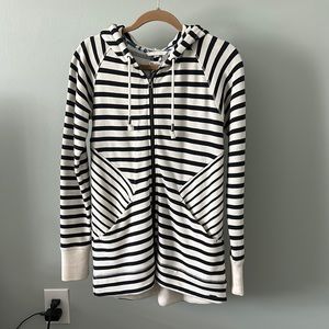 Harley Navy and Off White Striped Full Zip Hoodie. Size XS.